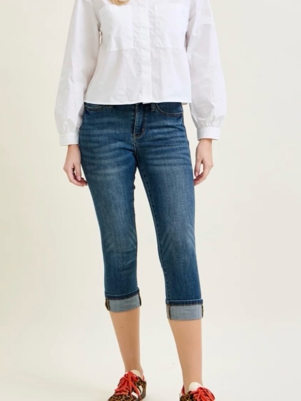 Judy Blue Melanie Capri Fit Jeans Size 28 Stretch Cuffed Denim 82154 Medium Wash
